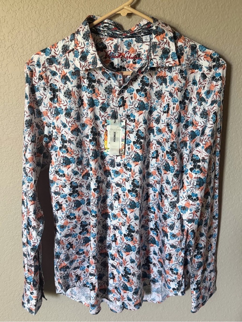 ROBERT GRAHAM Mens Large Abingdon Classic Fit Flip Cuff Long Sleeve Shirt $198